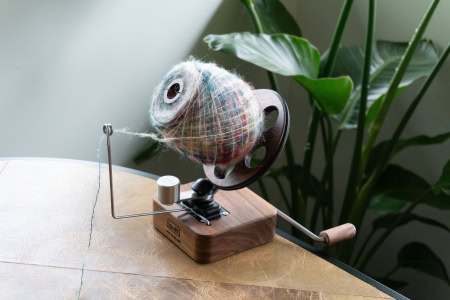 Louet Ball Winder in use